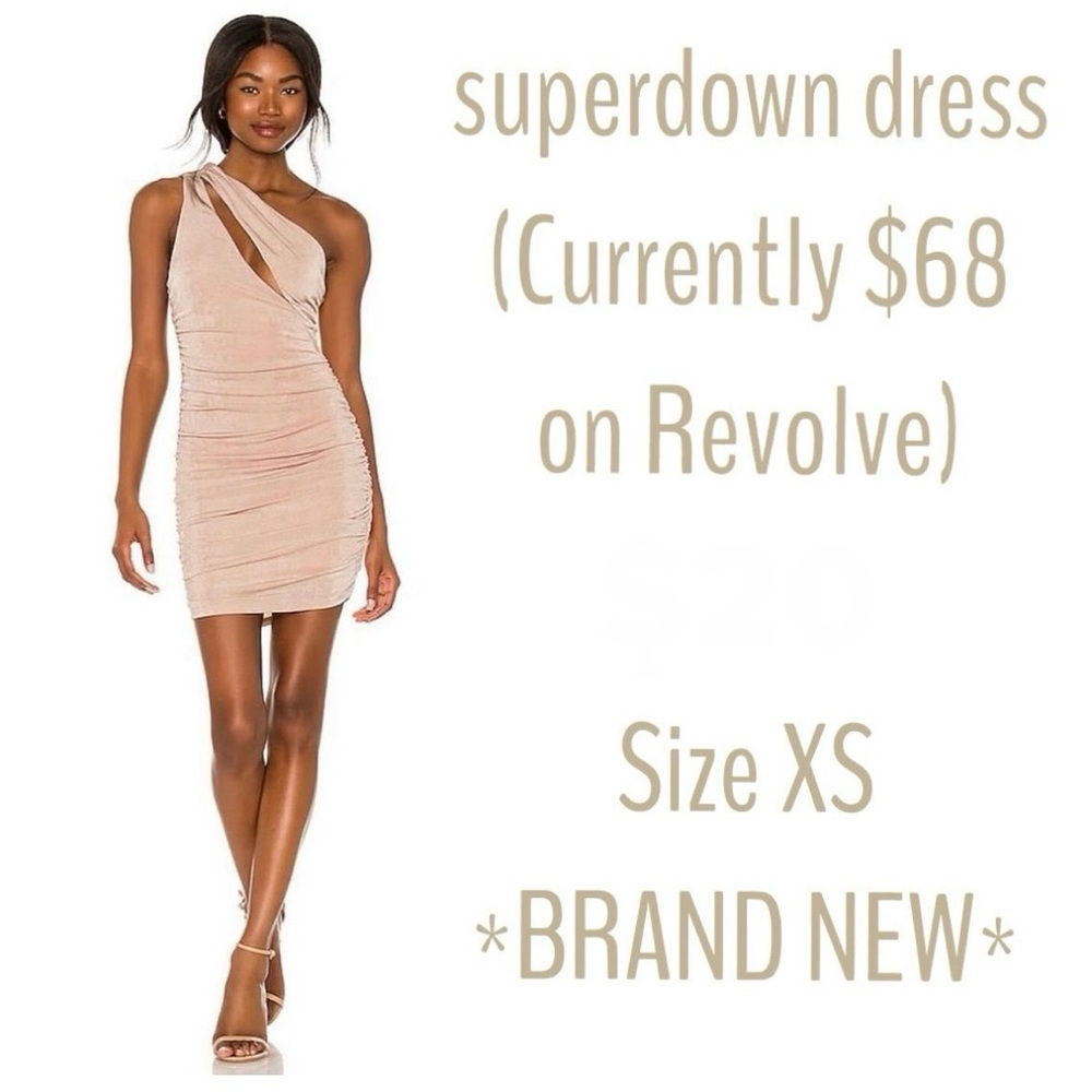 superdown Darlene One Shoulder Dress in Nude | Size XS | BRAND NEW